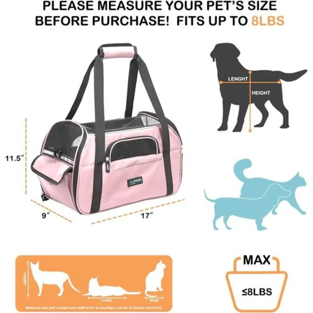 Soft-Sided Kennel Pet Carrier for Small Dogs, Cats, Airline Approved Carriers